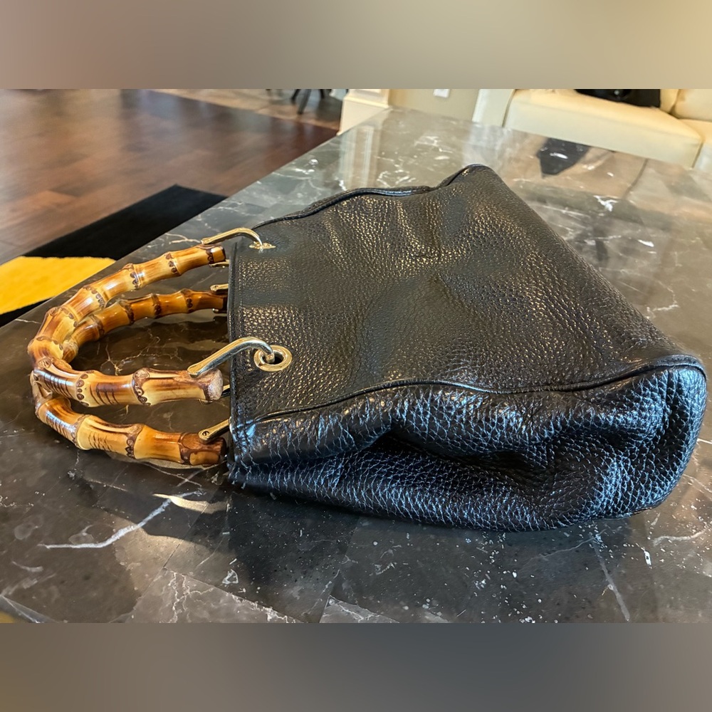 Gucci Taurillon Black Leather, Bamboo Top Handles/Shoulder Bag Tote - Picture 14 of 16